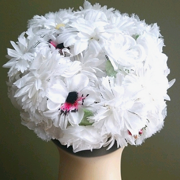 Vintage Mid Century 1950's Signed Jane Morgan Daisy Pill Box Hat - Picture 11 of 15